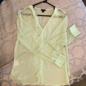 Pastel Ann Taylor Flowy Blouse with ruffle detail